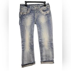 Buckle Miss Me Cuff Capri Womens Denim Jeans Size 24 Pants Embellished